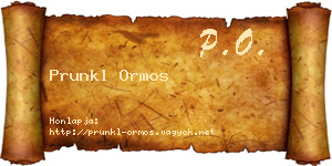 Prunkl Ormos névjegykártya